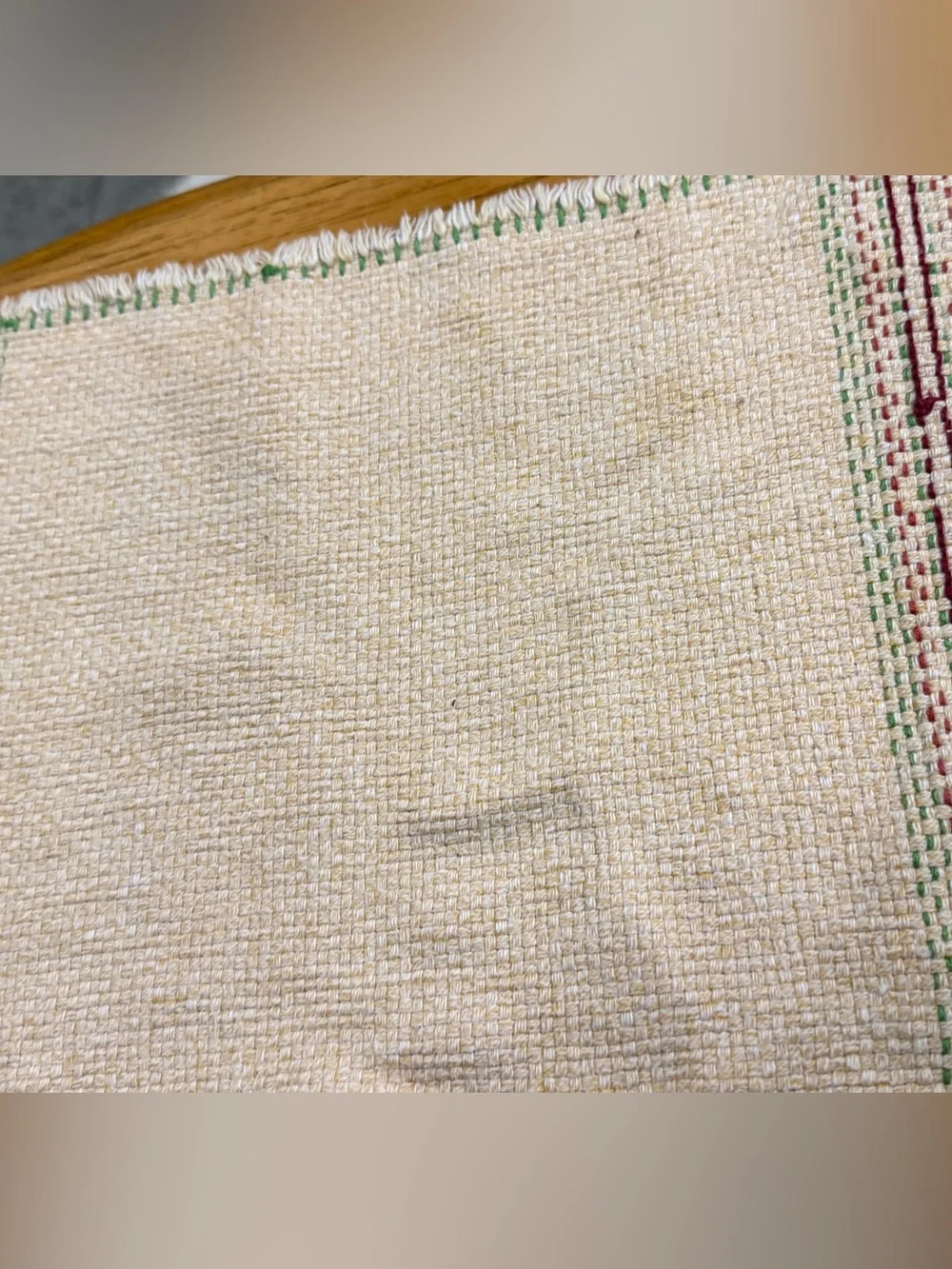 Vintage Woven Cotton Placemats Set 4 Cream Red Green Cottagecore Farmhouse